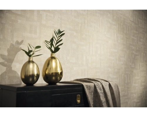 Decoratieve scène met behang, dressoir en vazen