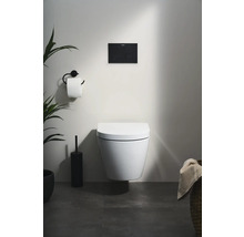 Wandcloset in badkamer met bedieningspaneel, toiletpapierhouder en planten