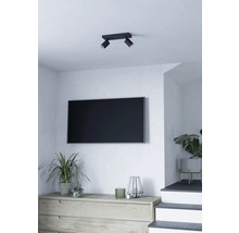 Woonkamer met plafondlamp met twee spots