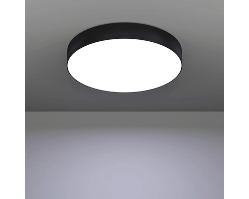 Ronde plafondlamp gemonteerd aan een plafond