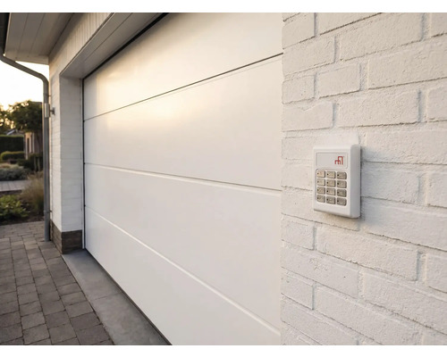 Garage met garagedeur en numeriek toetsenbord