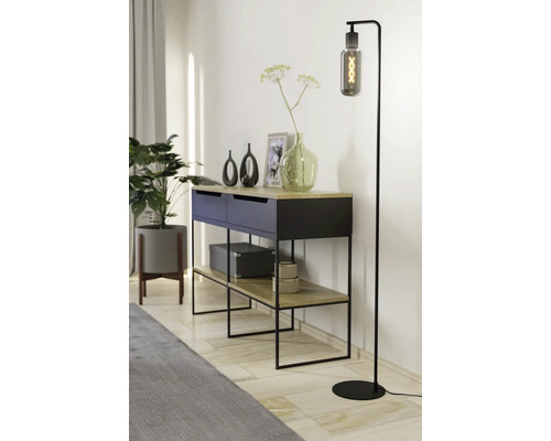 Modern interieur met ladekast, decoratie en staande lamp