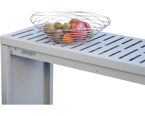 Geiger rek met fruitschaal