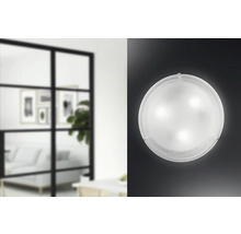 Ronde glazen plafondlamp met metalen houder