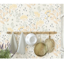 Bloemenbehang met keukendecoratie en planten