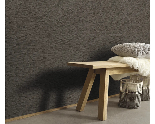 Decoratief textielbehang met bank, kussen en manden