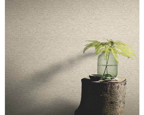 Close-up van een gestructureerd behang met baksteenmotief