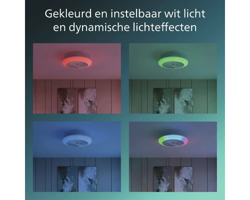 Plafondventilator met instelbaar, gekleurd licht