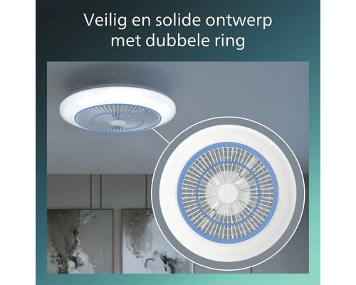 Plafondventilator met verlichting en dubbel ringontwerp