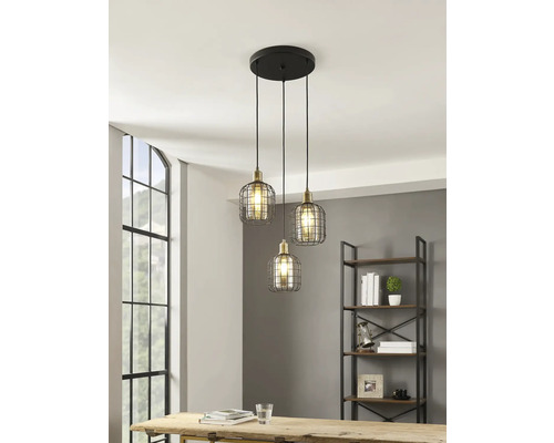 Hanglamp met drie lampen, metalen kooiontwerp voor binnenshuis