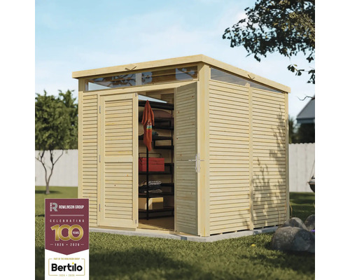 Houten tuinhuis met dubbele deur en bovenlicht voor tuingereedschap en -meubels