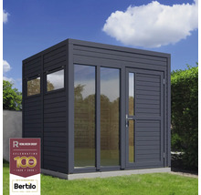 Modern tuinhuis met houten ramen en deuren