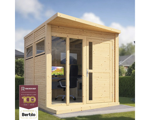 BERTILO Tuinhuis Concept Office incl. vloer onbehandeld 234x225x227 cm Houten tuinhuis met ramen en deur in de tuin