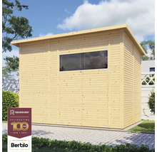 Houten tuinhuis met raam voor de tuin