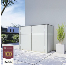 Afvalbak voor buiten op een terras, met een plant ernaast