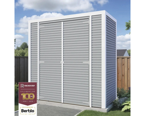 Tuinkast met dubbele deur en horizontale houtstructuur