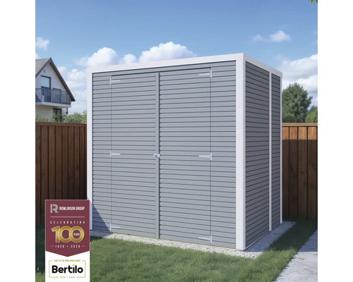 Tuinhuis met dubbele deur en horizontale houten bekleding
