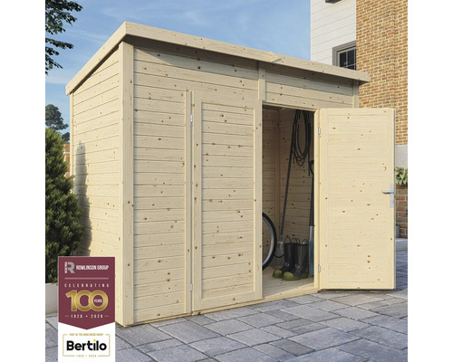 BERTILO Berging Timmo 2 incl. vloer onbehandeld, 244x121 cm Houten tuinhuis met open deur
