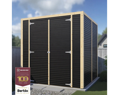 Tuinhuis met dubbele deur en houten frame