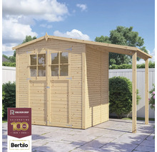 Houten tuinhuis met aanbouw en dubbele deur