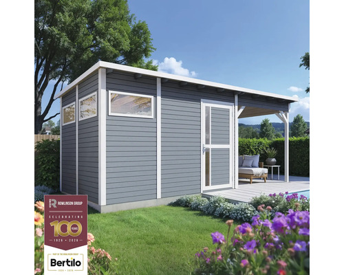 Tuinhuis met terras en ramen