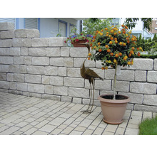 Tuinmuur met plantenbak en decoratie