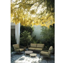 Tuinscene met zitgroep onder een boom