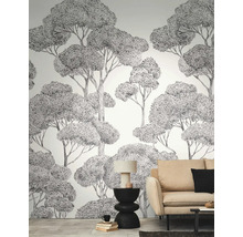 Kamerzicht met behang met boomtekening