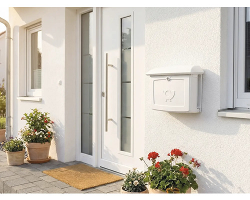 Gevel met brievenbus, voordeur en raam