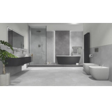 Badkamer met douche, bad, wastafel, spiegel, toilet en bidet