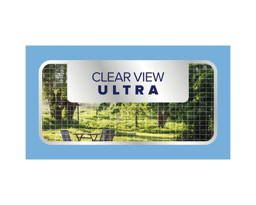 Helder zicht op een tuinscène achter een fijnmazig net