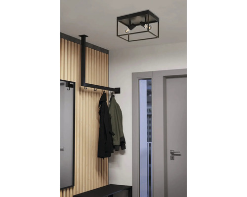 Hal met plafondlamp, kapstok en deur