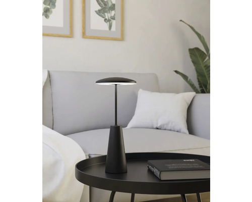 Decoratieve tafellamp op een bijzettafel in een woonkamer.