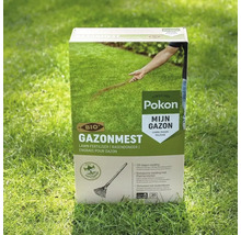 Pokon Bio Gazonmest voor gezonde groei en bodemverbetering, biedt organische voeding tot 120 dagen.