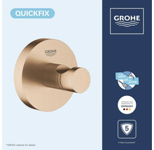 Grohe badkamerhaak in Brushed Warm Sunset, rond. Montage door lijmen of schroeven. Inclusief QuickFix-systeem, Grohe Logo en 5 jaar garantie.