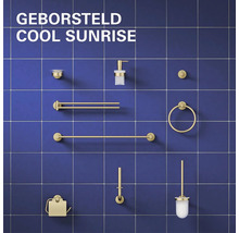 Badkameraccessoires set in geborsteld Cool Sunrise met handdoekhouder, zeepdispenser, toiletrolhouder en toiletborstelset.