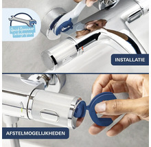 Installatie en afstelling van een Grohe kraan met de meegeleverde montagesleutel.