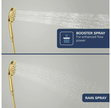 Handdouche met twee straalsoorten: Booster Spray voor een krachtige waterstraal en Rain Spray voor een zachte regenstraal.