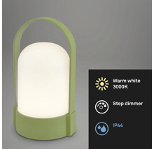 Draagbare LED tafellamp met handvat, warmwit licht 3000 Kelvin, trapsgewijze dimmer en beschermingsgraad IP44.