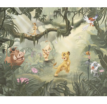 Disney fotobehang De Leeuwenkoning met Simba, Nala, Timon, Pumbaa, Zazu en Rafiki in een jungle voor de kinderkamer.