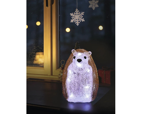 LED-decoratie-egel van acryl, van binnenuit verlicht, staande kerstfiguur voor binnen en buiten.