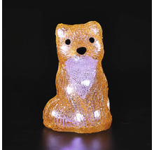 Oranje LED-decoratiefiguur vos van acryl, zittend, verlicht, voor binnen en buiten.