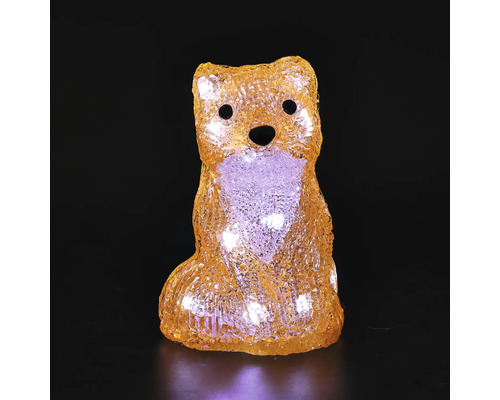 Oranje LED-decoratiefiguur vos van acryl, zittend, verlicht, voor binnen en buiten.