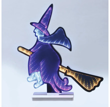 LED Halloween decoratie heks op bezemsteel met infinity spiegeleffect en standaard