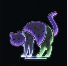 LED-decoratielamp in de vorm van een kat met infinity-spiegeleffect.