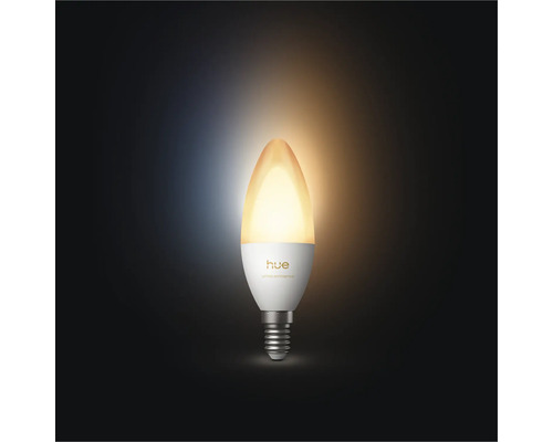 Philips Hue White Ambiance LED-kaarslamp E14, warmwit licht.