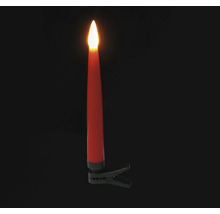 Rode LED-kerstboomkaars met bevestigingsclip en warmwitte vlam.