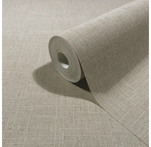 Beige vliesbehang met linnenstructuur