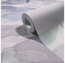 Rol vliesbehang met abstract landschapspatroon en voelbare linnenstructuur voor wanddecoratie.