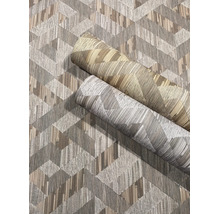 Vliesbehang met geometrisch zigzagpatroon met geweven look.